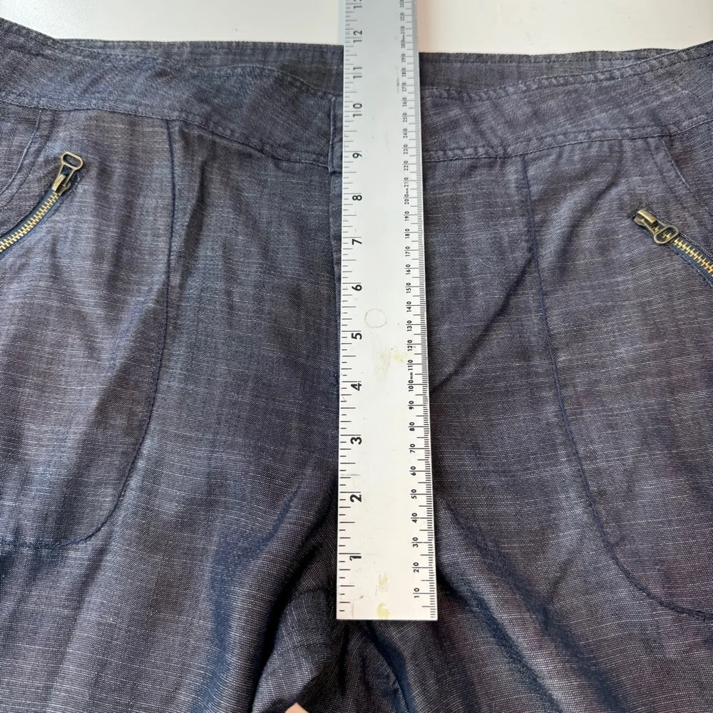 XCVI Wide Leg Pants Women XL Blue Chambray Lagenlook Boho Zip Pockets Casual NEW - Picture 10 of 11